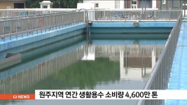 원주지역 연간 생활용수 소비량 4,600만톤