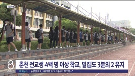 춘천 내 전교생 4백명 이상 학교, 밀집도 3분의 2 유
