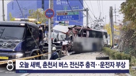 춘천서 버스가 전신주 들이받아‥운전자 부상