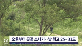 오후부터 곳곳 소나기..낮 최고 25~33도