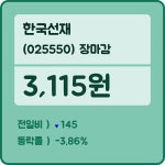 한국선재 장종주가 등락폭 -3.86% 이목 끌며 마감 기록