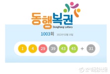 제1003회 로또 1등 1, 4, 29, 39, 43, 45…보너스 31