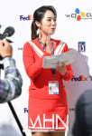 [MHN포토] 김민주 프로 '인터뷰 리허설중'