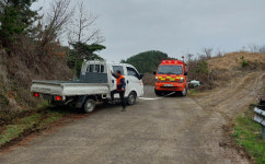 진주소방서 미천면 전담의용소방대 트럭 전도사고 구조
