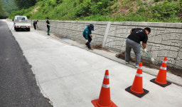 남해 상주면 행정복지센터, 호우 대비 배수로 집중 청소