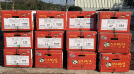 진주 진성면 온수농장 사랑의 단감 전달