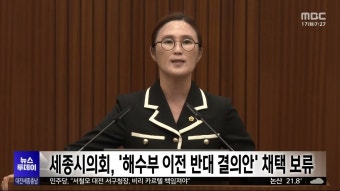 세종시의회, '해수부 이전 반대 결의안' 채택 보류