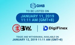 GMB 플랫폼, 싱가포르 대형 글로벌 암호화폐 거래소 디지피넥스(DigiFinex)와 홍콩의 BW 거래소에 1월 11일(금) 동시 상장
