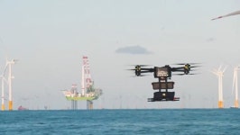 북해 풍력발전 시설에서 드론으로 수색·구조 테스트