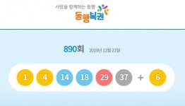 890회 로또 당첨 번호, 1, 4, 14, 18, 29, 37번...2등 보너스번호 6번