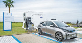 BMW charging station reuses old EV batteries
