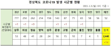 경북 코로나19 확진자 14명 발생...전일보다 6명 감소