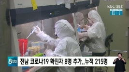 전남 코로나19 확진자 8명 추가..누적 215명