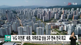 수도 이전론 세종, 아파트값 상승 3주 연속 전국 최고