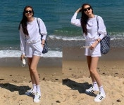 ‘5Kg 감량’ 손담비, 바닷가 산책룩도 각선미 뽐낸 쇼츠룩!