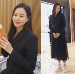 ‘임신 4개월 예비맘’ 이하늬, 살짝 나온 D라인의 블랙 셋업 외출룩