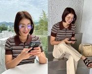 이시영, 여수에서 힐링중! 빅사이즈 안경 복고풍 여행룩