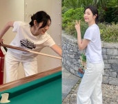 피겨여왕 김연아, 당구치는 소소한 신혼 일상...꾸안꾸 동네패션