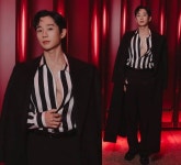 정해인, 돌체앤가바나 애프터 파티! 셔츠 풀어헤친 관능적인 버건디 슈트룩