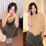 임수향, 이게 홈 패션? 센스 100점 컷아웃 티셔츠에 스트라이프 팬츠 홈웨어룩