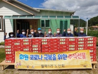 대한노인회 강원 인제군지회, 월학1리경로당 추석 선물로 사과 전달