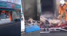 부산 편의점 분신 사건, 불 속에서 기어나오는 남성 영상…미라가 기어나오는 것 같아 충격