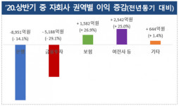 상반기 금융지주 순익 1년 전보다 9430억원↓···충당금 적립 영향