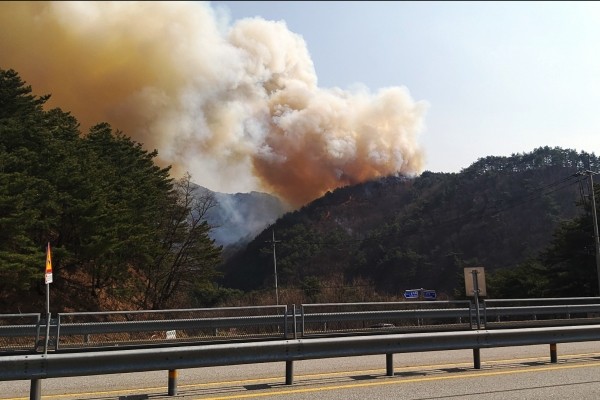 인제 상남면 산불 확산, 헬기 19대 투입 진화작업 집중