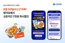 신한은행, 20일 단 하루 SOL트래블 체크카드 X 땡겨요 교촌치킨 할인 이벤트