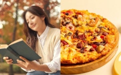 도미노피자 포장 주문 후 책만 가지고 가면 누구나 피자 반값에 즐긴다