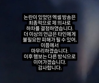 서유리, '19금 엑셀방송' 자진 하차...