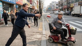 전동휠체어 급정거에 분노... 80대 노인에 콜라캔 던진 60대 화물차 기사