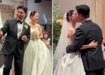 '이혼·재혼·임신 동시발표' 양지원양준모, 결혼식 현장 포착... 달콤 입맞춤까지