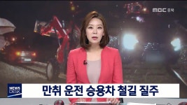 만취 운전 승용차 철길 300m 질주