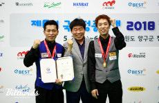 [양구 전국당구대회] 뒷심 최강 박인수·박광열, 3쿠션 스카치 복식전 우승