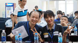 [BM포토] 여자 선수 최초로 아시아선수권 출전한 당구 특급 스롱과 뽀빠이 이홍기