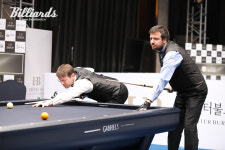 [BM포토] 첫 공격은 누가?...뱅킹하는 뤼피 체넷과 토브욘 블롬달 [당구 그랑프리]