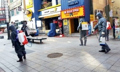 청주시도심상권활성화추진단 성안길 방역 활동