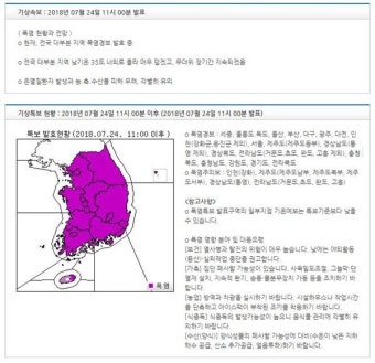 [기상청 속보] 기록적 '폭염'에 열대야 12일째 계속..서울 37도·대구 38도