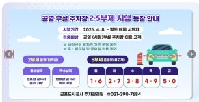 군포 시청 공영·부설 주차장 ‘승용차 5부제’ 시행
