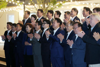 尹, 한동훈 등 국민의힘 지도부와 만찬...'현안 논의·독대'는 없어