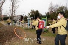 북구의회, 우산근린공원에서 코로나19 방역활동 펼쳐