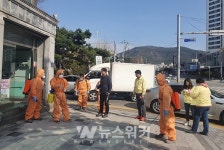 광양시 중마동, 코로나19 방역 위해 자원봉사자들 구슬땀