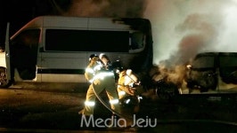 제주대 정문 서측 도로서 차량 부딪쳐 화재