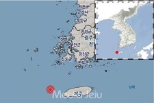 제주시 서쪽 68km 해역 지진…규모 2.5