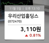 [주식현재가] 우리산업홀딩스(072470), 지금거래가 3,110원…종목관련 동향정보