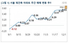 이번주 서울 재건축아파트값 0.55% 상승