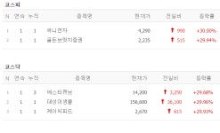 [20일 특징주] 써니전자·골든브릿지증권·에스티큐브·대성미생물·케이씨피드 상한가