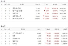 [27일 특징주] 금호에이치티·현대비앤지스틸·삼양홀딩스우 등 10개 종목 상한가