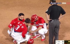 김선빈 결승 2타점 올리고 햄스트링 부상...류지혁 투입 가능성